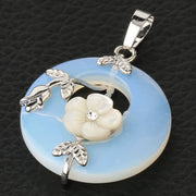 Buddha Stones Various Crystal Amethyst Green Aventurine Flower Healing Necklace Pendant Necklaces & Pendants BS Opal