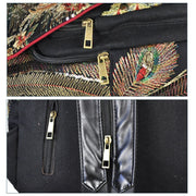 Buddha Stones Peacock Embroidery Canvas Tassel Backpack Backpack BS 8