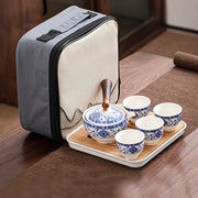 Buddha Stones Chinese Gongfu Tea Set Design Ceramic Teapot Portable Gift Bag