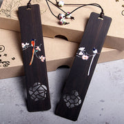Buddha Stones Oriole Bird Flower Ebony Wood Bookmarks With Gift Box