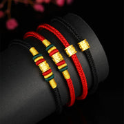 Buddha Stones 999 Gold Om Mani Padme Hum Luck String Couple Bracelet Bracelet BS 1