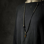 Buddha Stones Ebony Wood Dzi Bead Copper Peace Couple Bracelet Necklace Pendant Bracelet Necklaces & Pendants BS 4