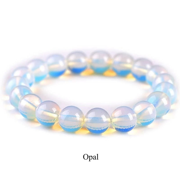 Buddha Stones Natural Stone Quartz Healing Beads Bracelet Bracelet BS 8mm Opal