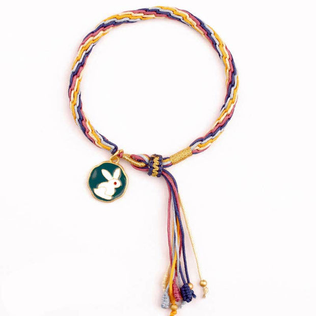 Reincarnation Knot Luck String Protection Braid Bracelet Bracelet BS Colorful&Rabbit (Wrist Circumference 14-20cm)