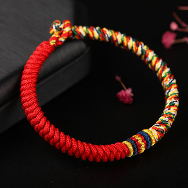 Buddha Stones Tibetan Handmade Multicolored Thread King Kong Knot Strength Braid String Bracelet