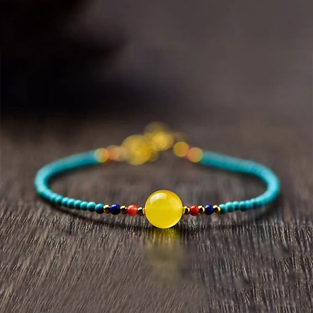 Buddha Stones Turquoise Amber Red Agate Protection Bracelet Necklace Pendant Bracelet Necklaces & Pendants BS 7