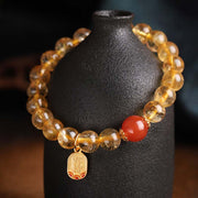 Buddha Stones Citrine Red Agate Fortune Charm Bracelet Bracelet BS 5