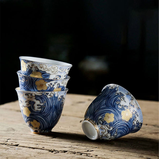 Buddha Stones Vintage Ocean Sea Waves Ceramic Teacup Tea Cups