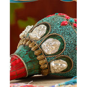 Buddha Stones Tibetan Handmade Shankha Om Mani Padme Hum Buddha Avalokitesvara Turquoise Conch Shell Positive Decoration