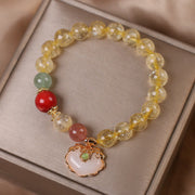 Buddha Stones Natural Citrine White Jade Strawberry Quartz Protection Charm Bracelet Bracelet BS 3