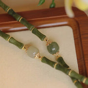 Buddha Stones 14K Copper Plated Peridot Hetian Jade Bamboo Pattern Luck Bracelet Bracelet BS 1