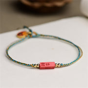 Buddha Stones Handmade Cinnabar As One Wishes Blessing Braid Double Layer Bracelet Bracelet BS 2
