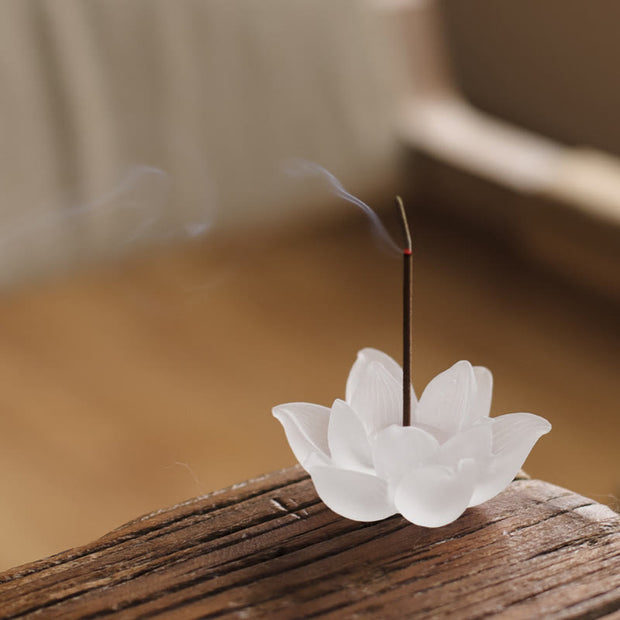 Buddha Stones Mini Lotus Liuli Crystal Healing Meditation Stick Incense Burner Decorations BS 1