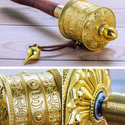 Buddha Stones Tibetan Prayer Wheel Six True Words Ebony Healing Decoration