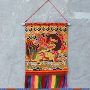 Buddha Stones Feng Shui Kirin Spiritual Colorful Tassel Wall Art
