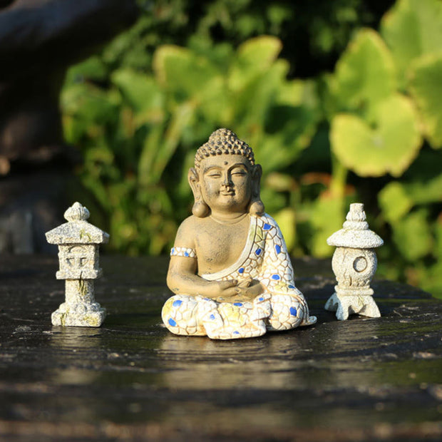 Buddha Stones Meditating Zen Buddha Serenity Resin Statue Figurine Home Decoration Decorations BS 7