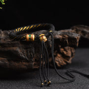 Buddha Stones Tibetan Handmade Luck Prayer Wheel Bead Charm Weave Colorful String Bracelet Bracelet BS Black(Wrist Circumference 14-19cm)