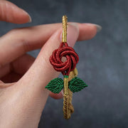 Buddha Stones Rose Flower Rope Eight Thread Peace Knot Luck Handmade Bracelet