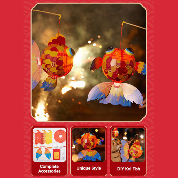 Buddha Stones DIY Good Luck Koi Fish Paper Lantern Lamp Mid-Autumn Festival Child Kids Lantern Decoration