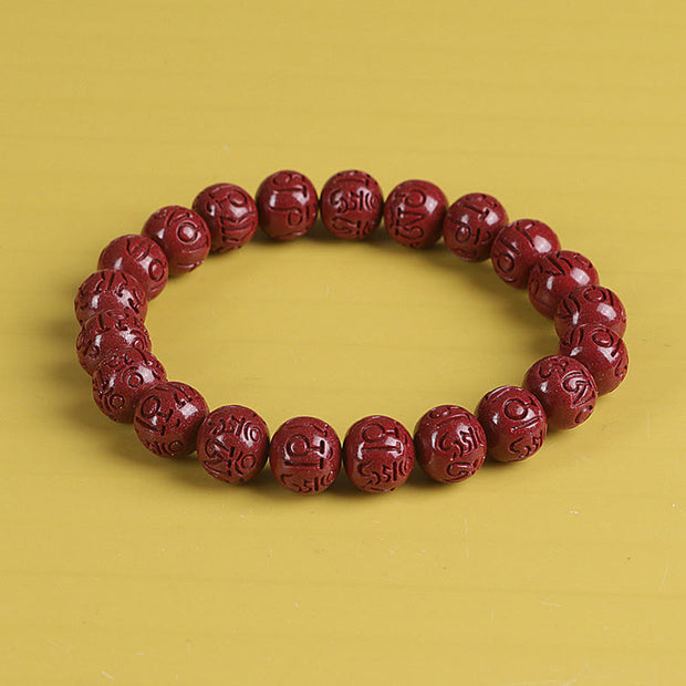 Buddha Stones Natural Double PiXiu Cinnabar Om Mani Padme Hum Wealth Luck Bead Bracelet Bracelet BS Om Mani Padme Hum 10mm