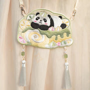 Buddha Stones Embroidery Lucky Panda Cat Shiba Inu Deer Rabbit Fox Flower Cute Animal Hanfu Bag Crossbody Bag Shoulder Bag