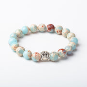 Buddha Stones “Save A Dog” Bracelet Bracelet Bracelet Sea Sediment Jasper (Protection ♥ Peace)