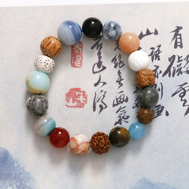 Buddha Stones Natural Bodhi Seed Crystal Stone Agate Keep Away Evil Spirits Bracelet