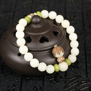 Buddha Stones Natural White Bodhi Seed Luck Bracelet Bracelet BS 1