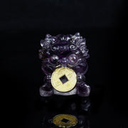 Buddha Stones Handmade Cute PiXiu Gold Coin Crystal Fengshui Energy Wealth Fortune Home Decoration Decorations BS Amethyst(Wisdom♥Inspiration)