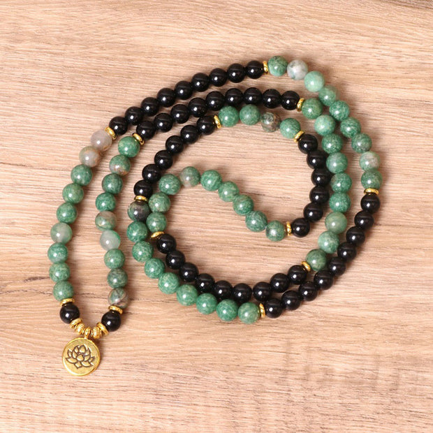 Buddha Stones 108 Beads Natural Agate Mala Healing Bracelet Mala Bracelet BS 1