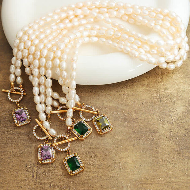 Buddha Stones Pearl Zircon Wealth Charm Necklace Pendant Necklaces & Pendants BS 9