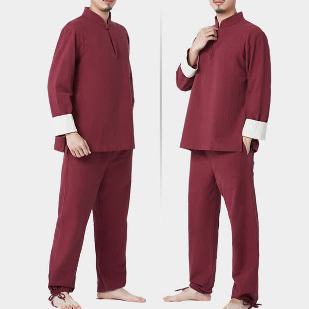 Buddha Stones Spiritual Zen Meditation Yoga Prayer Practice Cotton Linen Clothing Men's Set