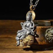 Buddha Stones Avalokitesvara Lion Copper Success Necklace Pendant Necklaces & Pendants BS 3