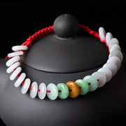 Buddha Stones Round Jade Lucky Red String Weave Bracelet Bracelet BS 7