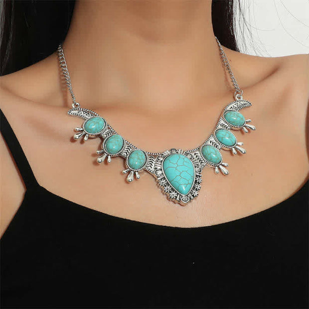 Buddha Stones Tibetan Turquoise Protection Strength Carving Necklace Pendant (Extra 30% Off | USE CODE: FS30) Necklaces & Pendants BS Synthetic Water Drop Turquoise