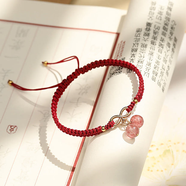 Buddha Stones Natural Strawberry Quartz Amethyst Green Phantom Bead Positive Bracelet Bracelet BS 6