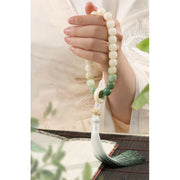Buddha Stones Natural Gradient Bodhi Seed Fortune Money Bag Lotus Wisdom Tassel Wrist Mala Wrist Mala BS 13