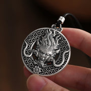 Buddha Stones 999 Sterling Silver Year Of The Dragon Handcrafted Dragon Head Relief Carved Protection Necklace Pendant Necklaces & Pendants BS 3