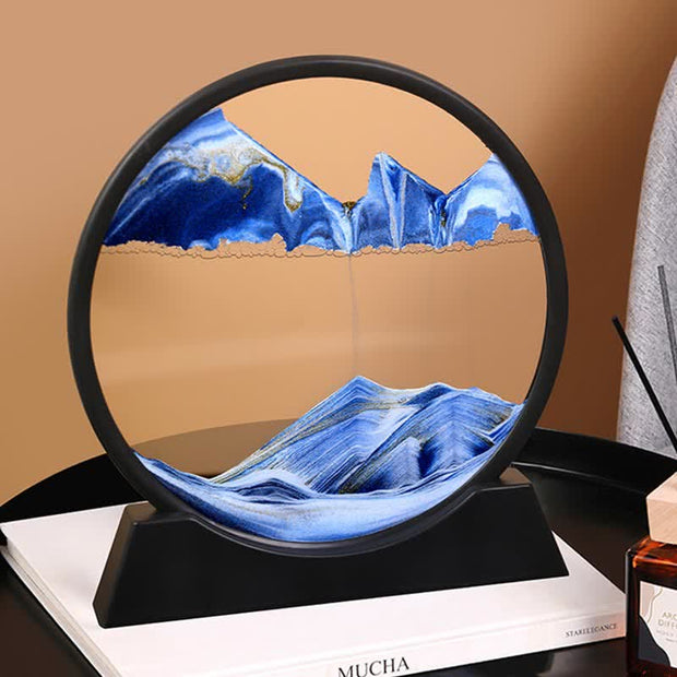 Buddha Stones Moving Sand Art Picture Round Glass Deep Sea Sandscape Flowing Sand Home Decoration