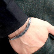 Buddha Stones 999 Sterling Silver Handmade Vikings Peace Weave Bracelet
