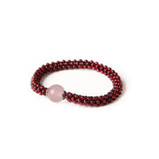 Buddha Stones Natural Garnet Pink Crystal Red Agate Amazonite Bead Protection Bracelet Bracelet BS 5
