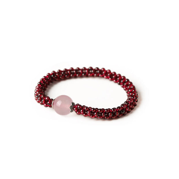 Buddha Stones Natural Garnet Pink Crystal Red Agate Amazonite Bead Protection Bracelet Bracelet BS 5