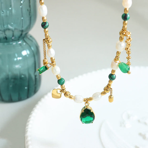 Pearl Bead Zircon Turquoise Calm Necklace Pendant Necklaces & Pendants BS 1