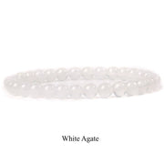 Buddha Stones Natural Stone Quartz Healing Beads Bracelet Bracelet BS 8mm White Agate