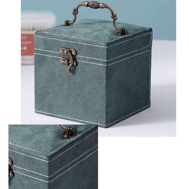Buddha Stones Jewelry Box Organizer Three-Layer Jewelry Storage Box Flannel Gift Box