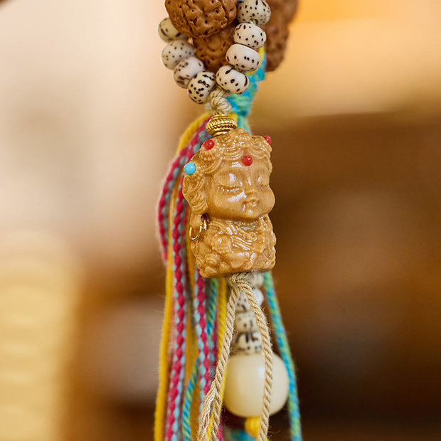Buddha Stones Tibet Rudraksha Bodhi Seed Amulet Wealth Luck Bracelet