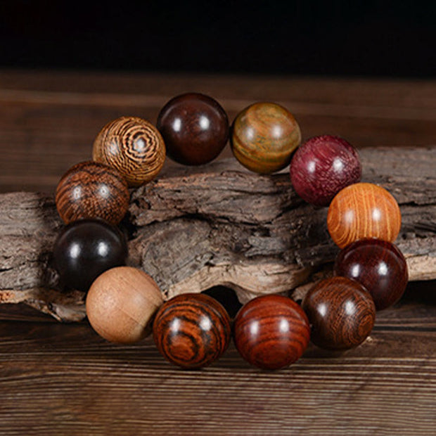 Buddha Stones Multicolored Sandalwood Protection Healing Bracelet