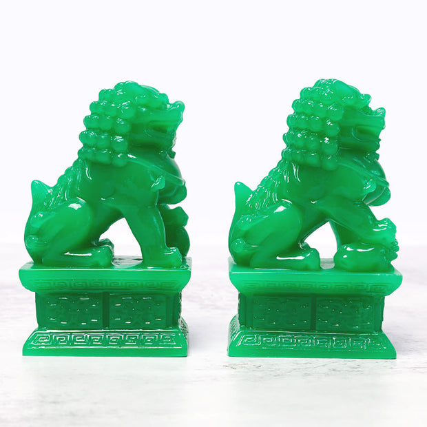 Buddha Stones Wealth Prosperity Pair of Fu Foo Dogs Guardian Lion Statues Home Decoration
