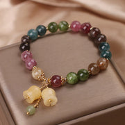 Buddha Stones Natural Colorful Tourmaline Flower Bead Love Bracelet