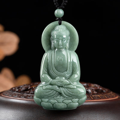 Buddha Stones Amitabha Buddha Jade Amulet Compassion String Necklace Necklaces & Pendants BS BUDDHA SYMBOL (COMPASSION ♥ SERENITY)